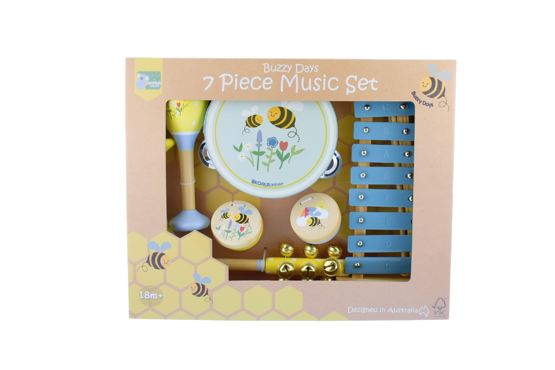 7pc Wooden Musical Instrument Set in Box