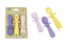 SILICONE ANIMAL SENSORY SPOONS-PINK YELLOW