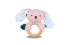 SNUGGLE BUDDY BERRY BUNNY WOODEN RING RATTLE