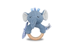 SNUGGLE BUDDY TRUNKS ELEPHANT WOODEN RING RATTLE