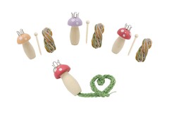 WOODEN MUSHROOM KNITTING NANCY CRAFT KIT -PK 3