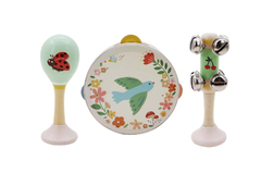 WOODEN SPRING INSECT BIRD MUSIC 3 PCS SET