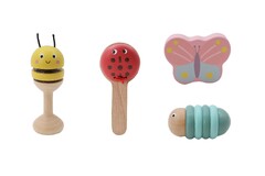 WOODEN SPRING INSECT MUSIC SET 4 PC