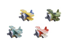 WOODEN PULL BACK GLIDER PLANE 4PC