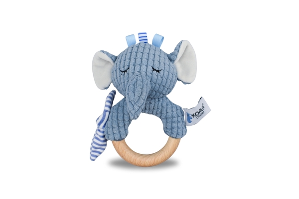 SNUGGLE BUDDY TRUNKS ELEPHANT WOODEN RING RATTLE