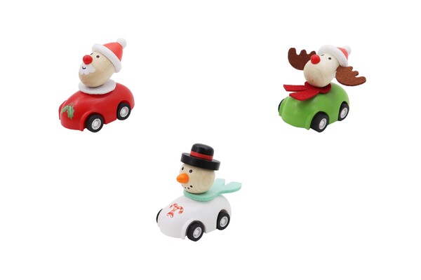 CHRISTMAS PULL BACK CAR SET OF 3PCS