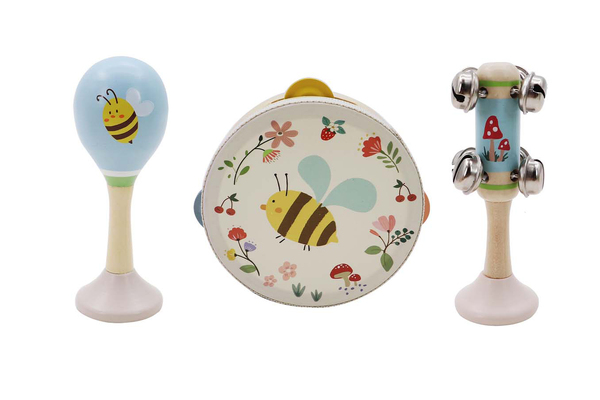 WOODEN SPRING INSECT BEE MUSIC 3 PCS SET