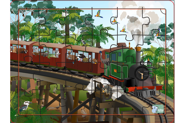 ALL ABOARD AUSTRALIAN ANIMALS 24-PIECE TRAIN JIGSAW PUZZLE