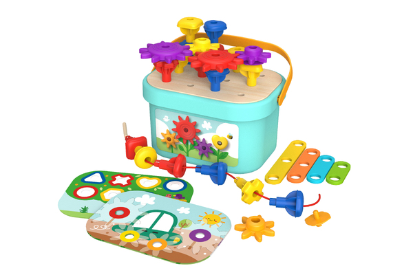 RAINBOW PEGS AND COGS STACKING AND LACING SET